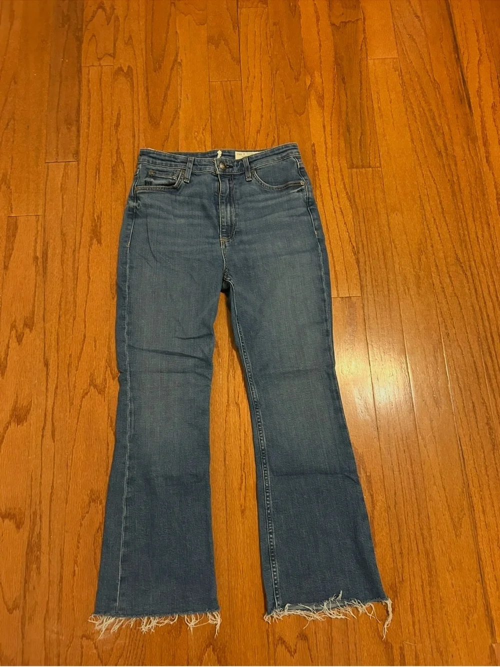Rag & Bone High Rise Cropped Flare Jeans Women's Size 28 Raw Hem
